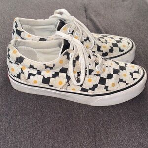 Vans Black and White Floral Sneakers